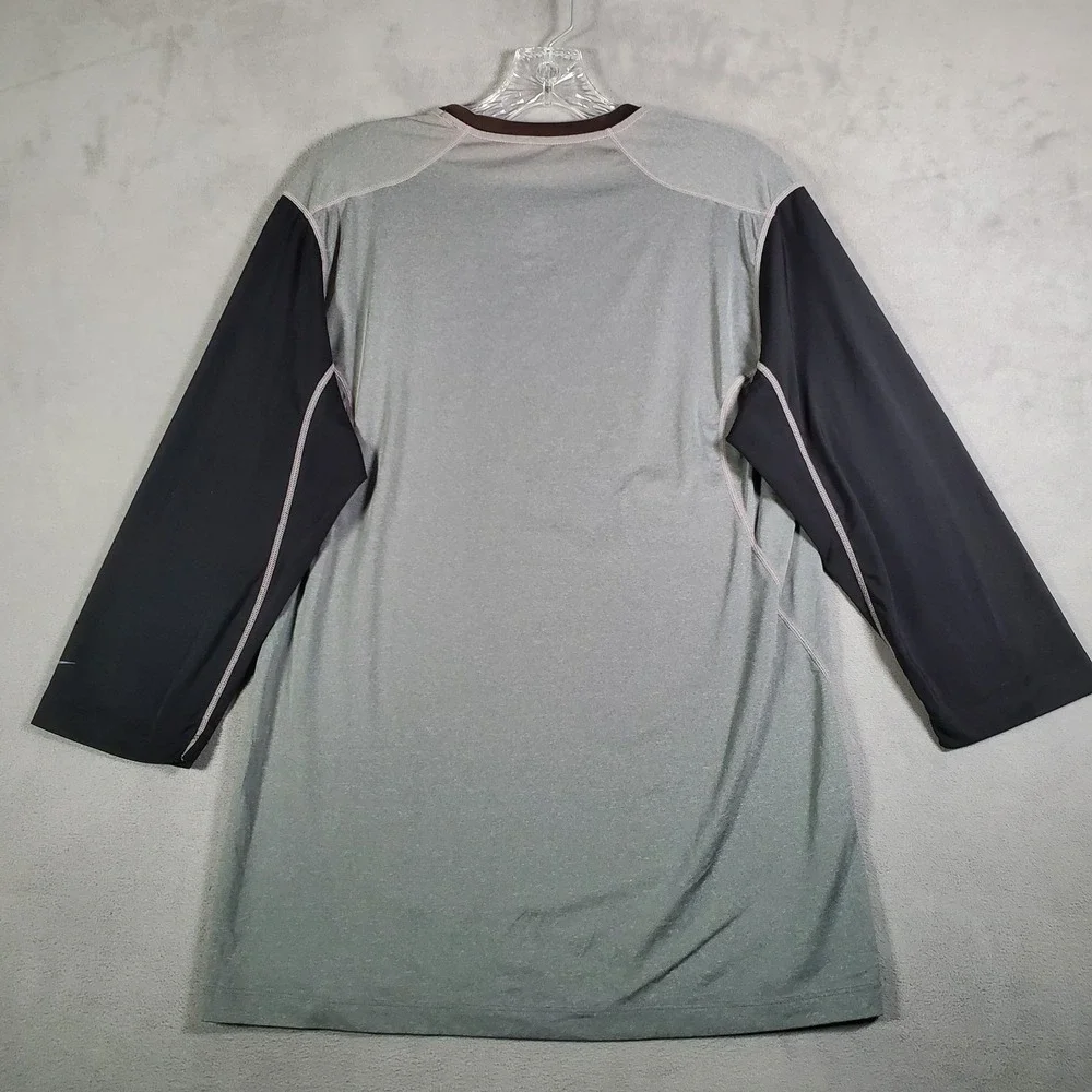 Nike Pro Combat Shirt Mens M Gray Fitted‎ Dri Fit Raglan Sleeve Baseball Active